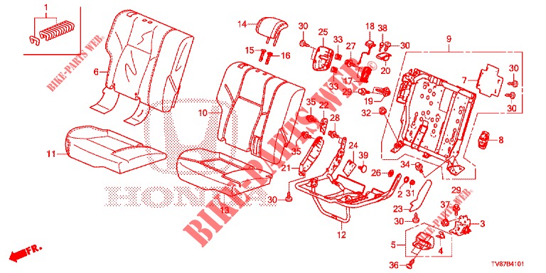 RUECKSITZ/SITZGURT, (D.) für Honda CIVIC TYPE R 5 Türen 6 gang-Schaltgetriebe 2016