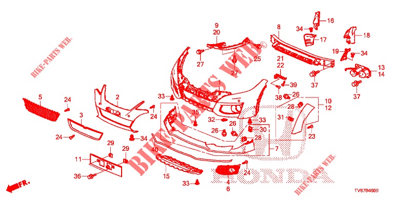 VORDERE STOSSFAENGER  für Honda CIVIC TYPE R 5 Türen 6 gang-Schaltgetriebe 2016