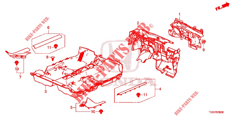 BODENMATTE/ISOLATOR  für Honda CIVIC TYPE R 5 Türen 6 gang-Schaltgetriebe 2017