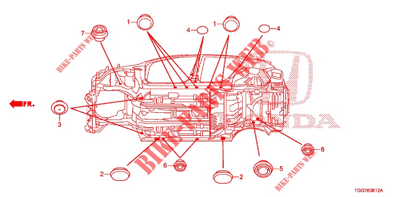 GUMMITUELLE (INFERIEUR) für Honda CIVIC TYPE R 5 Türen 6 gang-Schaltgetriebe 2017
