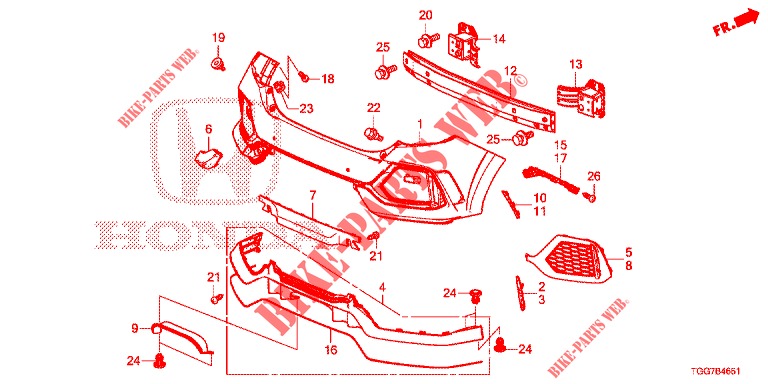 HINTERER STOSSFAENGER (TYPE R) für Honda CIVIC TYPE R 5 Türen 6 gang-Schaltgetriebe 2017
