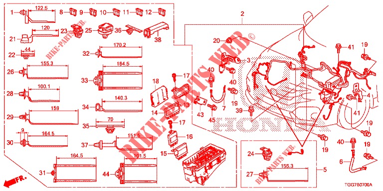 KABELBAUM (1) (LH) für Honda CIVIC TYPE R 5 Türen 6 gang-Schaltgetriebe 2017
