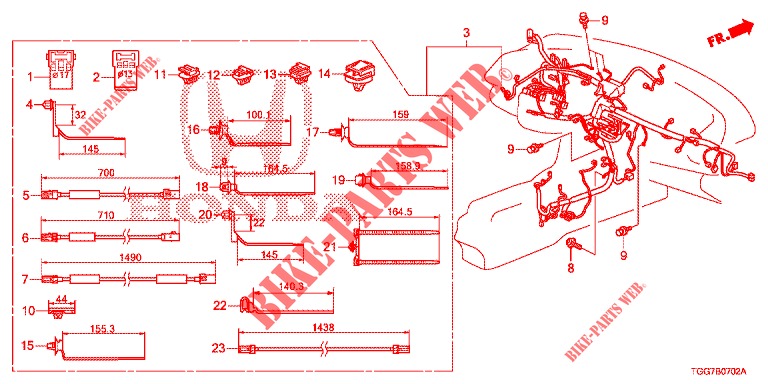 KABELBAUM (3) (LH) für Honda CIVIC TYPE R 5 Türen 6 gang-Schaltgetriebe 2017