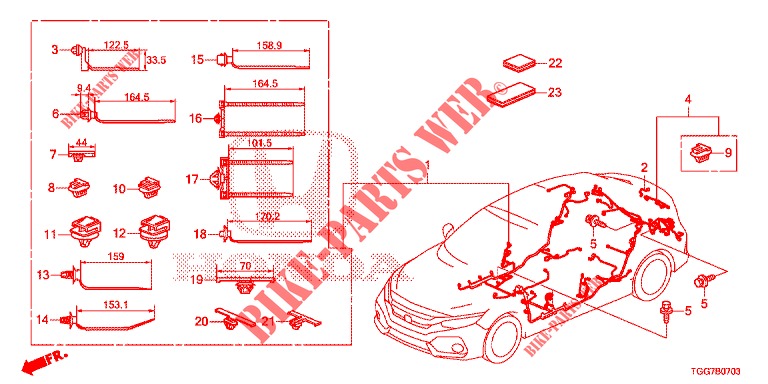KABELBAUM (4) (LH) für Honda CIVIC TYPE R 5 Türen 6 gang-Schaltgetriebe 2017