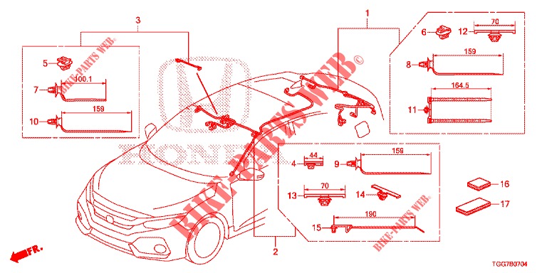 KABELBAUM (5) (LH) für Honda CIVIC TYPE R 5 Türen 6 gang-Schaltgetriebe 2017
