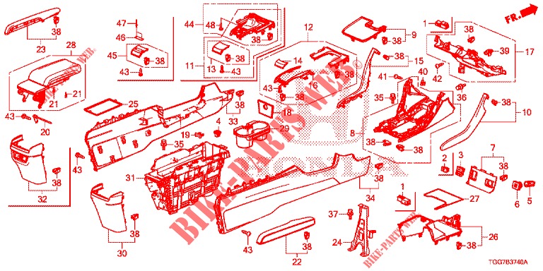 KONSOLE (LH) für Honda CIVIC TYPE R 5 Türen 6 gang-Schaltgetriebe 2017