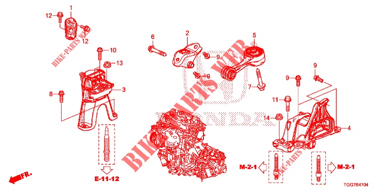 MOTORBEFESTIGUNGEN (TYPE R) für Honda CIVIC TYPE R 5 Türen 6 gang-Schaltgetriebe 2017