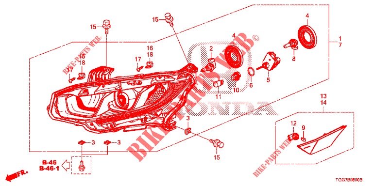 SCHEINWERFER (HALOGENE) für Honda CIVIC TYPE R 5 Türen 6 gang-Schaltgetriebe 2017
