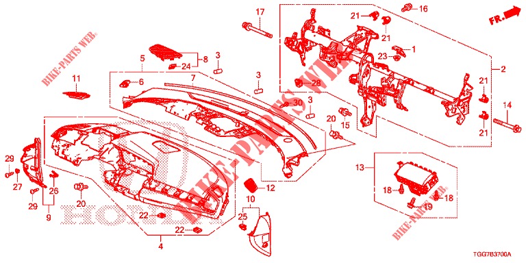 INSTRUMENTENBRETT, OBEN (LH) für Honda CIVIC TYPE R 5 Türen 6 gang-Schaltgetriebe 2018