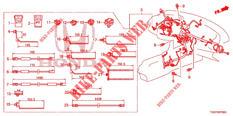 KABELBAUM (3) (LH) für Honda CIVIC TYPE R 5 Türen 6 gang-Schaltgetriebe 2018