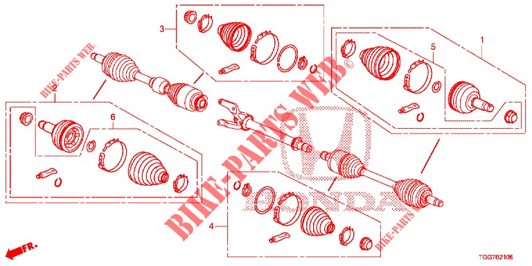 SATZ, KURZTEILE          ANTRIEBSWELLE V (TYPE R) für Honda CIVIC TYPE R 5 Türen 6 gang-Schaltgetriebe 2018