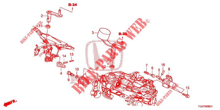 SCHALTARM/SCHALTHEBEL (TYPE R) für Honda CIVIC TYPE R 5 Türen 6 gang-Schaltgetriebe 2018