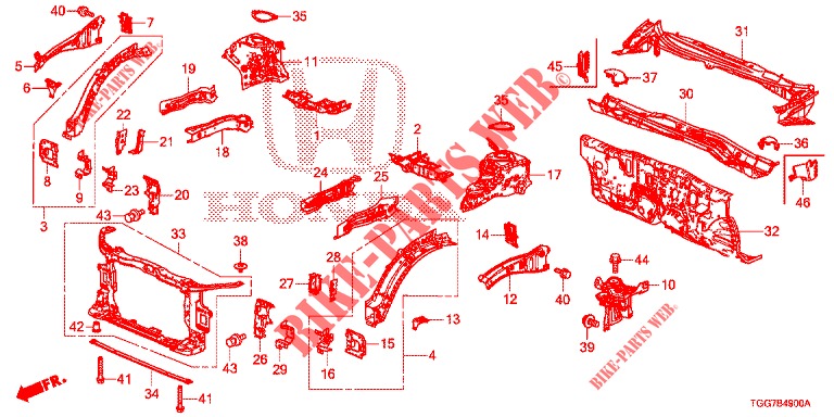 VORDERE TRENNWAND/STIRNWAND  für Honda CIVIC TYPE R 5 Türen 6 gang-Schaltgetriebe 2018