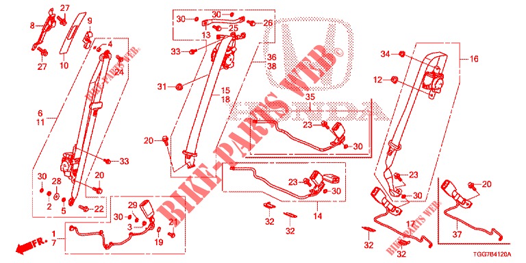 VORDERSITZ/SITZGURTE  für Honda CIVIC TYPE R 5 Türen 6 gang-Schaltgetriebe 2018