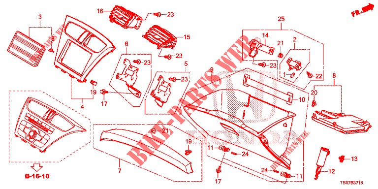 INSTRUMENT, ZIERSTUECK (COTE DE PASSAGER) (LH) für Honda CIVIC TOURER DIESEL 1.6 S 5 Türen 6 gang-Schaltgetriebe 2014