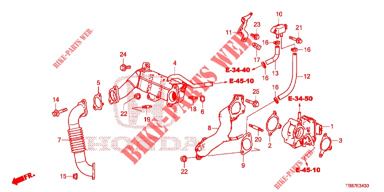 VENTILRÜCKFÜHRUNG ABGAS. NIEDERDRUCKKREISLAUF (DIESEL) für Honda CIVIC TOURER DIESEL 1.6 S 5 Türen 6 gang-Schaltgetriebe 2014