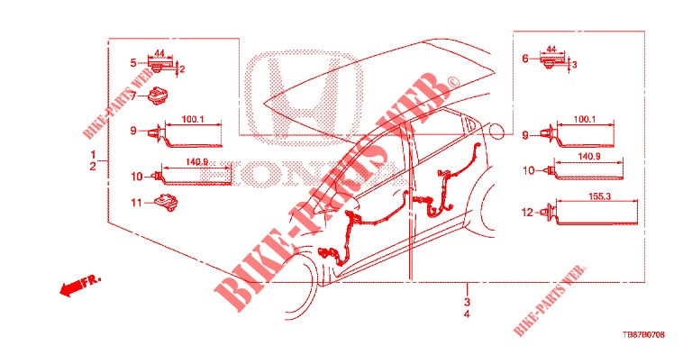 KABELBAUM (5) (LH) für Honda CIVIC TOURER 1.8 EXECUTIVE 5 Türen 6 gang-Schaltgetriebe 2014
