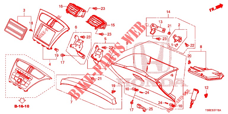 INSTRUMENT, ZIERSTUECK (COTE DE PASSAGER) (LH) für Honda CIVIC TOURER DIESEL 1.6 COMFORT 5 Türen 6 gang-Schaltgetriebe 2015