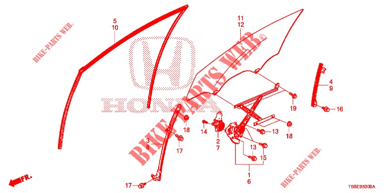 TUERFENSTER, VORNE/REGLER  für Honda CIVIC TOURER DIESEL 1.6 COMFORT 5 Türen 6 gang-Schaltgetriebe 2015