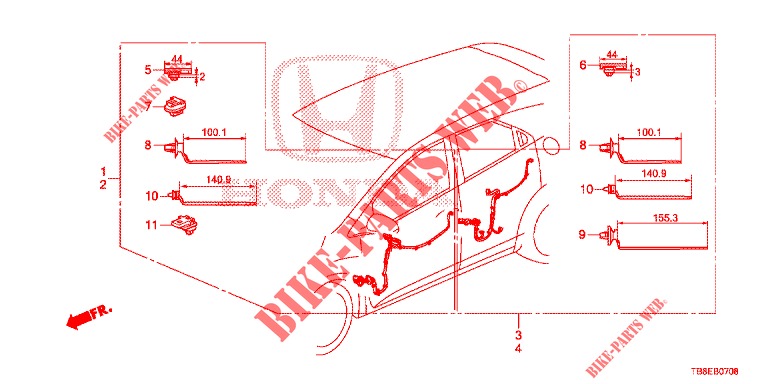 KABELBAUM (5) (LH) für Honda CIVIC TOURER DIESEL 1.6 EXECUTIVE 5 Türen 6 gang-Schaltgetriebe 2015