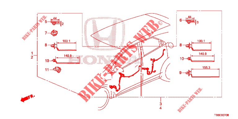 KABELBAUM (5) (LH) für Honda CIVIC TOURER DIESEL 1.6 EXECUTIVE 5 Türen 6 gang-Schaltgetriebe 2015