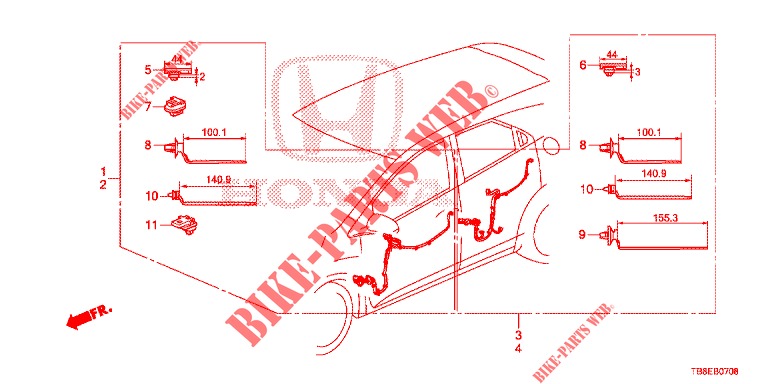KABELBAUM (5) (LH) für Honda CIVIC TOURER 1.8 EXECUTIVE NAVI 5 Türen 5 gang automatikgetriebe 2015