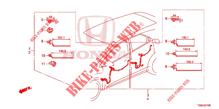 KABELBAUM (5) (LH) für Honda CIVIC TOURER 1.8 EXECUTIVE 5 Türen 6 gang-Schaltgetriebe 2015