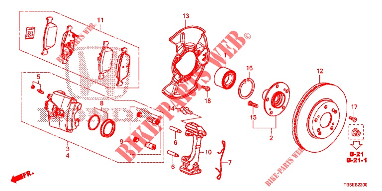 VORDERRADBREMSE  für Honda CIVIC TOURER 1.8 EXECUTIVE 5 Türen 6 gang-Schaltgetriebe 2015