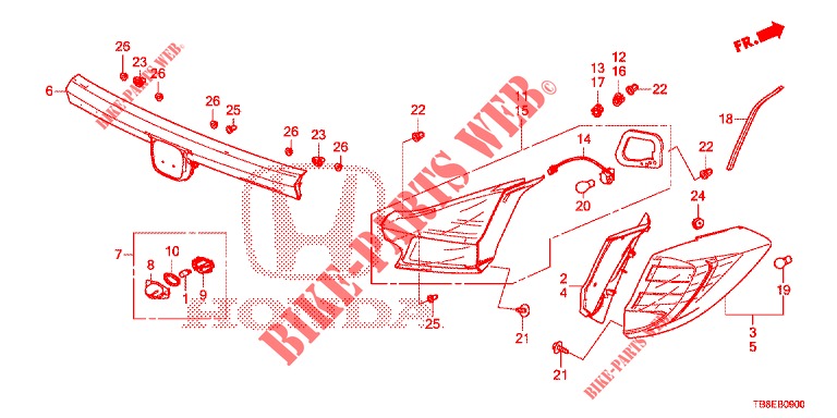 HECKLEUCHTE/KENNZEICHENBELEUCHTUNG (PGM FI)  für Honda CIVIC TOURER DIESEL 1.6 EXECUTIVE 5 Türen 6 gang-Schaltgetriebe 2016