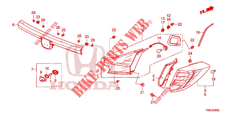 HECKLEUCHTE/KENNZEICHENBELEUCHTUNG (PGM FI)  für Honda CIVIC TOURER 1.8 EXECUTIVE NAVI 5 Türen 5 gang automatikgetriebe 2016