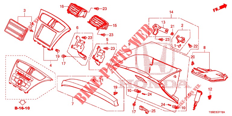INSTRUMENT, ZIERSTUECK (COTE DE PASSAGER) (LH) für Honda CIVIC TOURER 1.8 EXECUTIVE NAVI 5 Türen 5 gang automatikgetriebe 2016