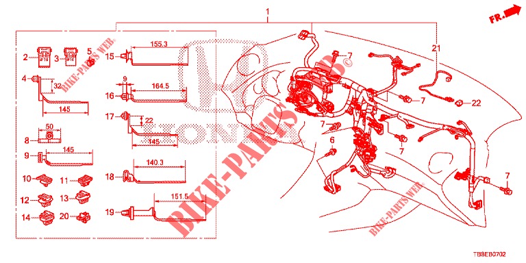 KABELBAUM (2) (LH) für Honda CIVIC TOURER 1.8 EXECUTIVE NAVI 5 Türen 5 gang automatikgetriebe 2016