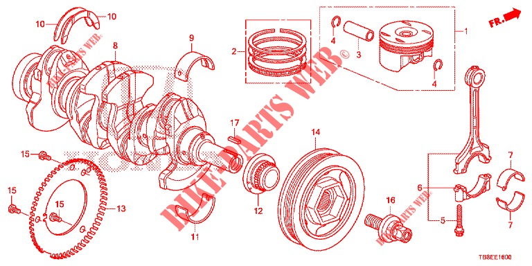KURBELWELLE/KOLBEN  für Honda CIVIC TOURER 1.8 EXECUTIVE NAVI 5 Türen 5 gang automatikgetriebe 2016