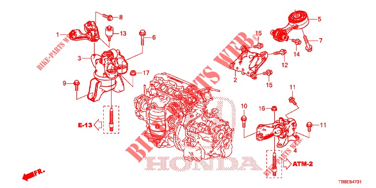 MOTORBEFESTIGUNGEN (AT) für Honda CIVIC TOURER 1.8 EXECUTIVE NAVI 5 Türen 5 gang automatikgetriebe 2016