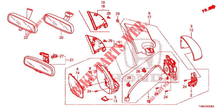 SPIEGEL/SCHIEBEDACH  für Honda CIVIC TOURER 1.8 EXECUTIVE NAVI 5 Türen 5 gang automatikgetriebe 2016