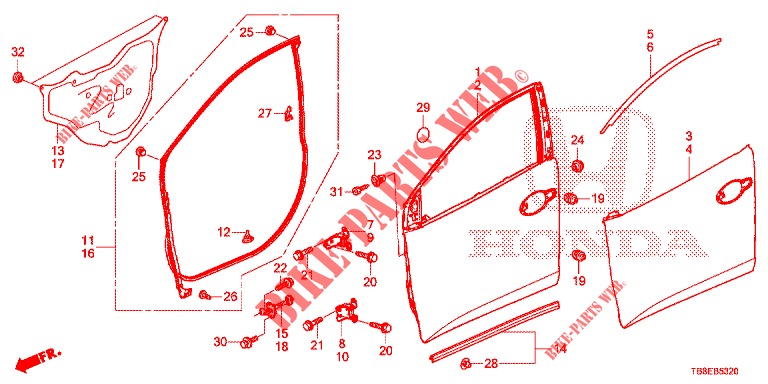TUERTAFELN, VORNE(2D)  für Honda CIVIC TOURER 1.8 EXECUTIVE NAVI 5 Türen 5 gang automatikgetriebe 2016