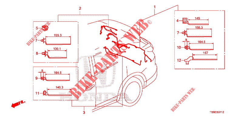 KABELBAUM (7) für Honda CIVIC TOURER 1.8 LIFESTYLE 5 Türen 5 gang automatikgetriebe 2016