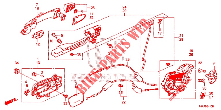 TUERSCHLOESSER, HINTEN/AEUSSERER GRIFF  für Honda CR-V 2.0 ELEGANCE L 5 Türen 6 gang-Schaltgetriebe 2014