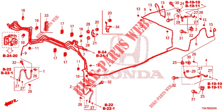 BREMSLEITUNGEN (2.0L) (2.4L) (LH) für Honda CR-V 2.0 EXCLUSIVE NAVI 5 Türen 6 gang-Schaltgetriebe 2014