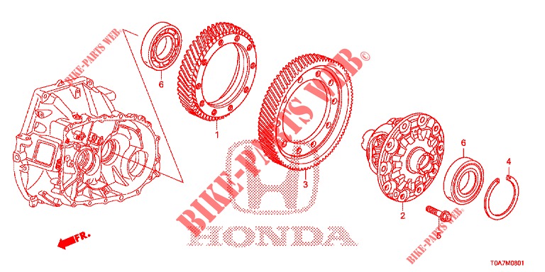 DIFFERENTIAL (2.0L) (4WD) für Honda CR-V 2.0 EXCLUSIVE NAVI 5 Türen 6 gang-Schaltgetriebe 2014