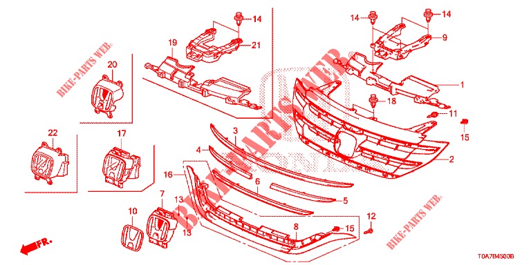 GRILL, VORNE/ZIERLEISTE  für Honda CR-V 2.0 EXCLUSIVE NAVI 5 Türen 6 gang-Schaltgetriebe 2014