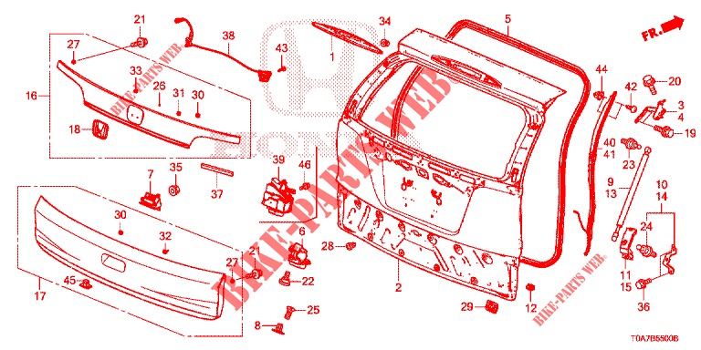 HECKKLAPPENPLATTE(2D)  für Honda CR-V 2.0 EXCLUSIVE NAVI 5 Türen 6 gang-Schaltgetriebe 2014