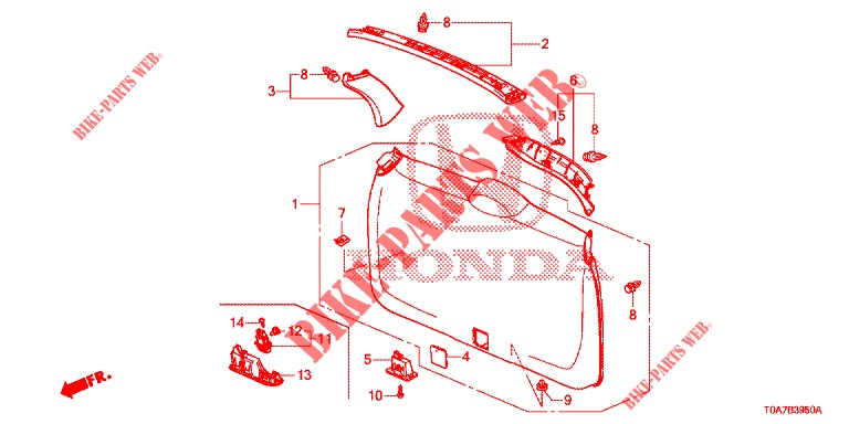 HECKKLAPPENVERKLEIDUNG/ TAFELVERKLEIDUNG, HINTEN(2D)  für Honda CR-V 2.0 EXCLUSIVE NAVI 5 Türen 6 gang-Schaltgetriebe 2014