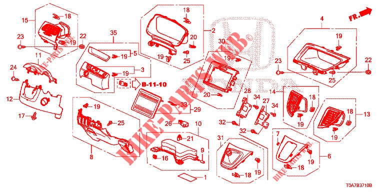 INSTRUMENT, ZIERSTUECK (COTE DE CONDUCTEUR) (LH) für Honda CR-V 2.0 EXCLUSIVE NAVI 5 Türen 6 gang-Schaltgetriebe 2014