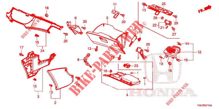 INSTRUMENT, ZIERSTUECK (COTE DE PASSAGER) (LH) für Honda CR-V 2.0 EXCLUSIVE NAVI 5 Türen 6 gang-Schaltgetriebe 2014
