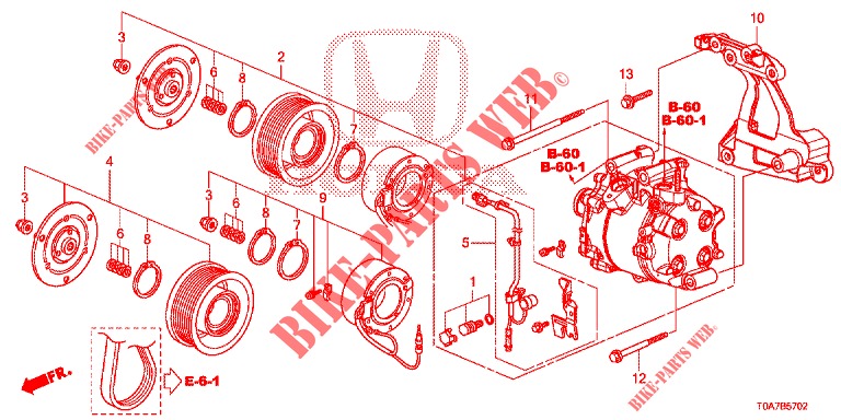 KLIMAANLAGE (COMPRESSEUR) (3) für Honda CR-V 2.0 EXCLUSIVE NAVI 5 Türen 6 gang-Schaltgetriebe 2014