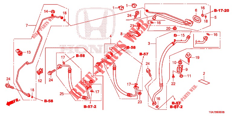 KLIMAANLAGE (FLEXIBLES/TUYAUX) (2.0L/2.4L) (LH) für Honda CR-V 2.0 EXCLUSIVE NAVI 5 Türen 6 gang-Schaltgetriebe 2014