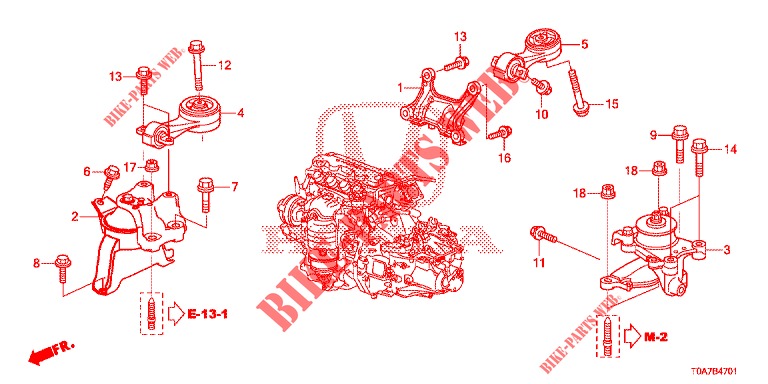 MOTORBEFESTIGUNGEN (2.0L) (MT) für Honda CR-V 2.0 EXCLUSIVE NAVI 5 Türen 6 gang-Schaltgetriebe 2014