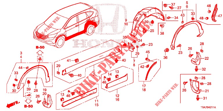 SEITENSCHWELLER ZIERLEISTE/SCHUTZ  für Honda CR-V 2.0 EXCLUSIVE NAVI 5 Türen 6 gang-Schaltgetriebe 2014