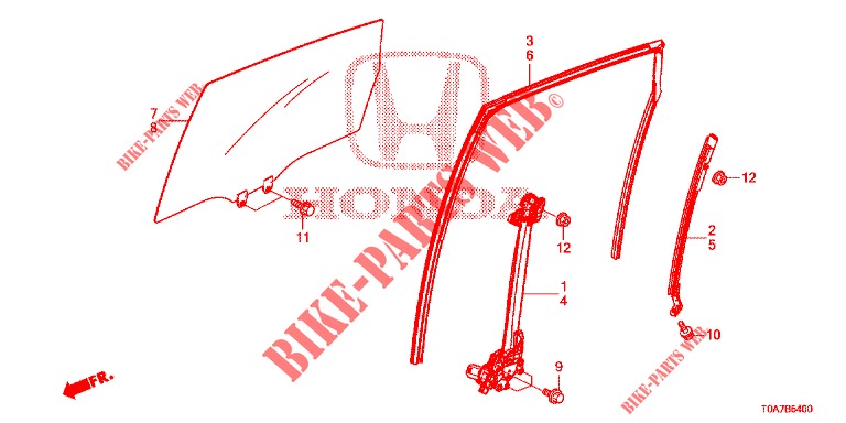 TUERFENSTER, HINTEN/REGLER  für Honda CR-V 2.0 EXCLUSIVE NAVI 5 Türen 6 gang-Schaltgetriebe 2014